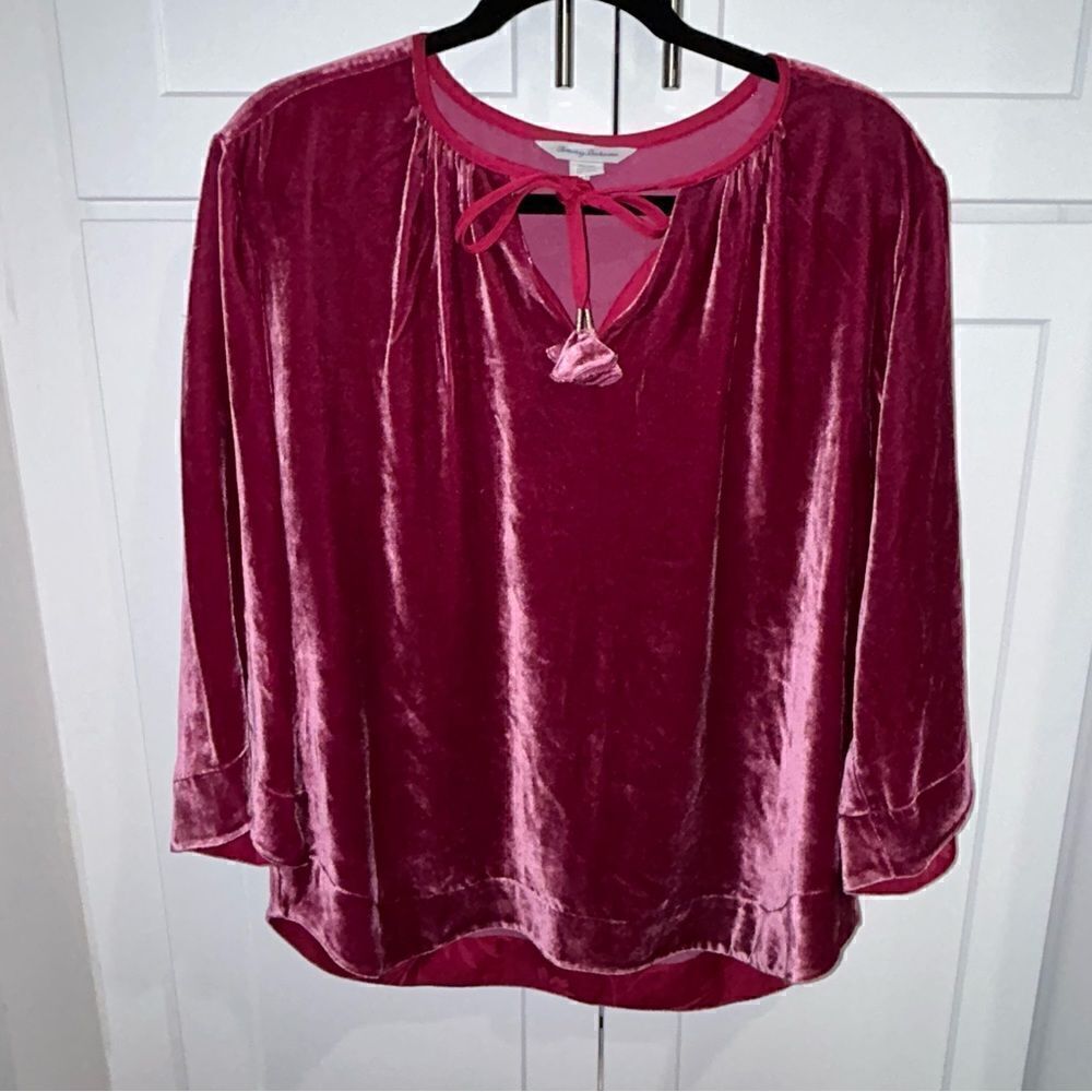 Tommy Bahama Velour Tie Front 3/4 Bell Sleeve Top